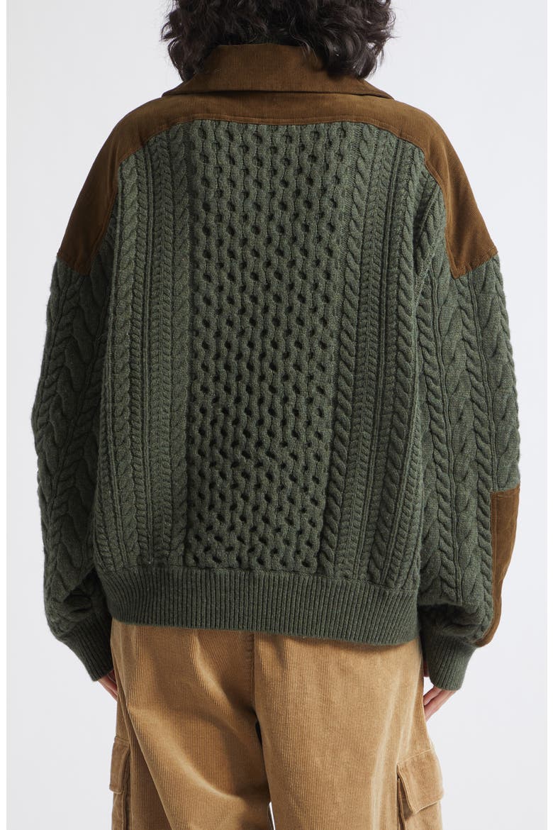 Allen Cable Half Zip Double Layer Sweater, Alternate, color, GREEN