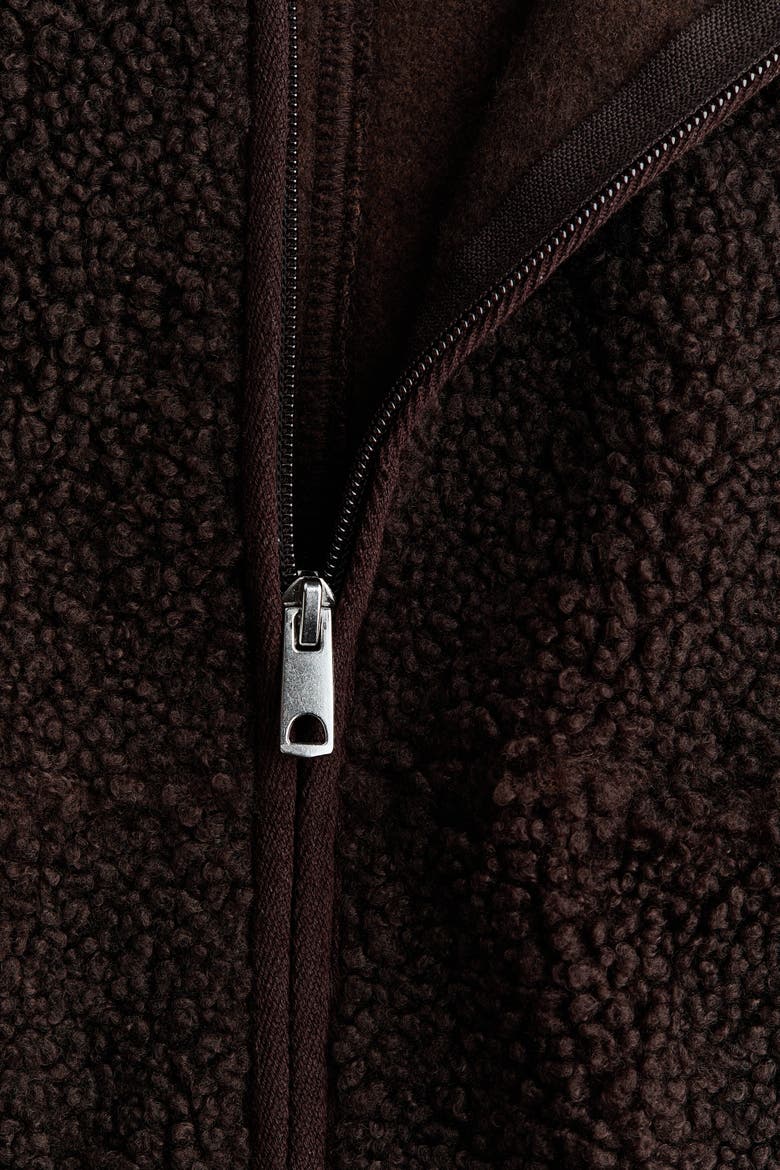 Teddy Fleece Jacket, Alternate, color, Dark brown