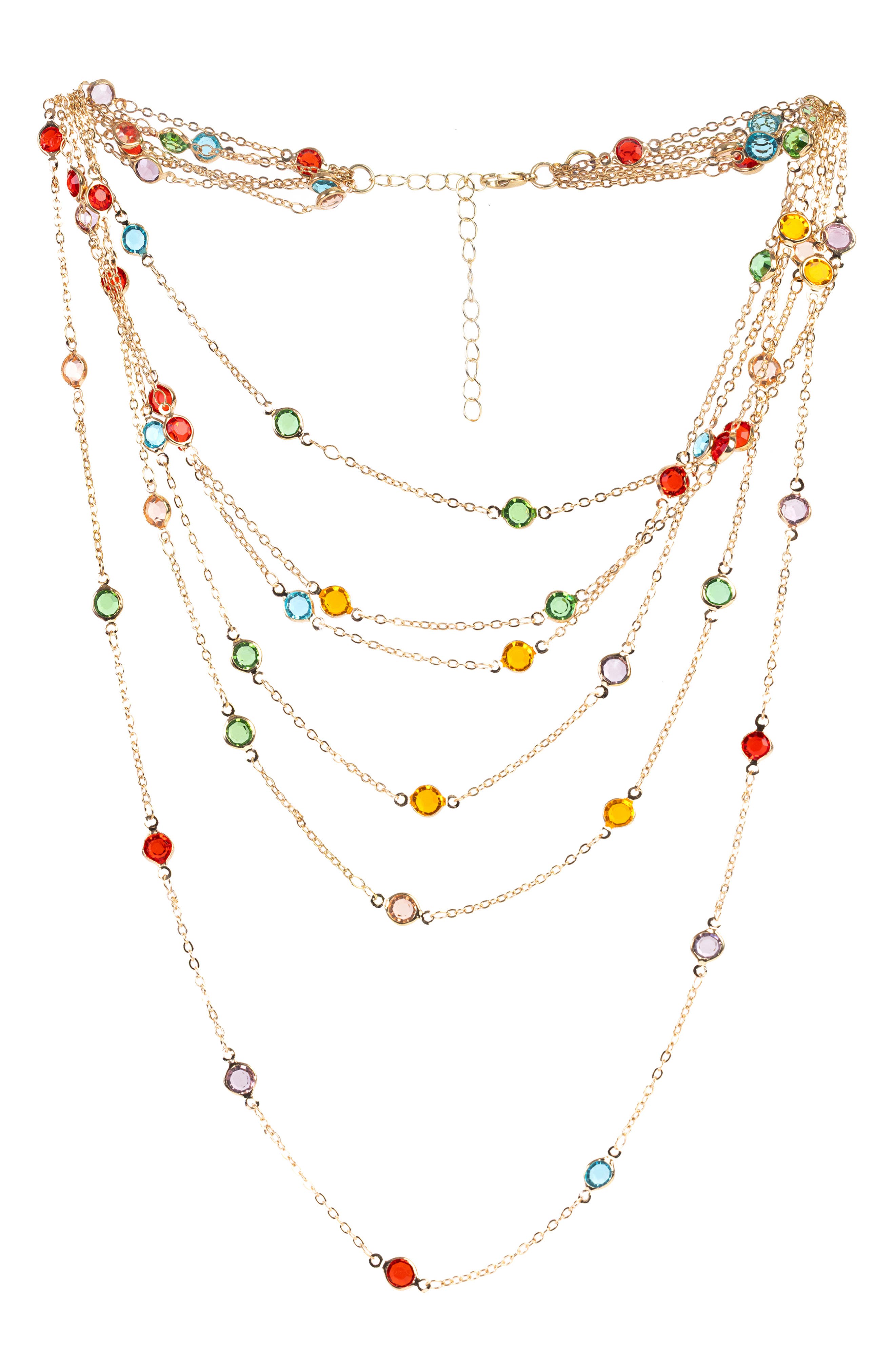 SAACHI Crystal Glass Multi Layer Necklace