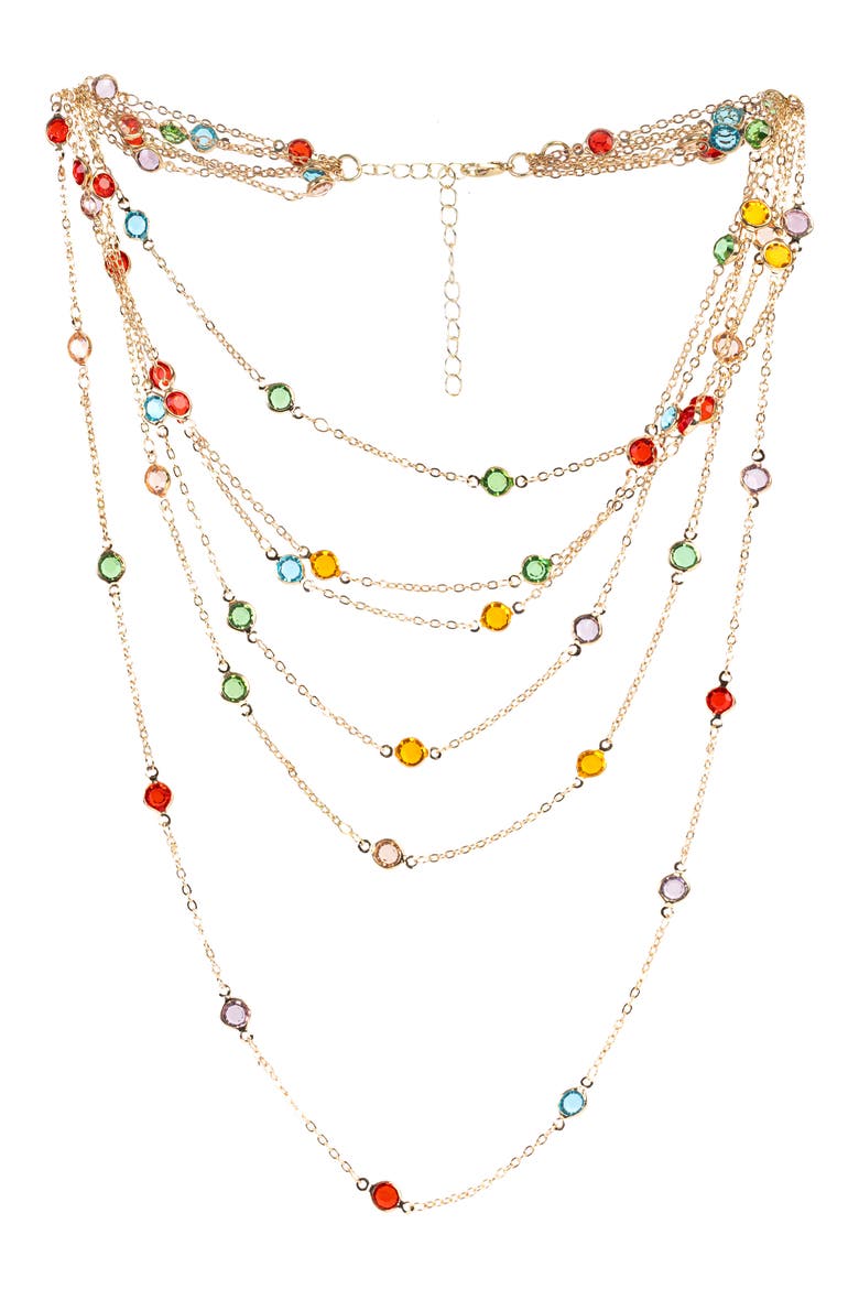 Crystal Glass Multi Layer Necklace, Main, color, GREEN MULTI