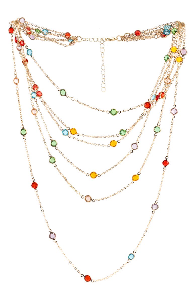 SAACHI Crystal Glass Multi Layer Necklace, Main, color, Green Multi