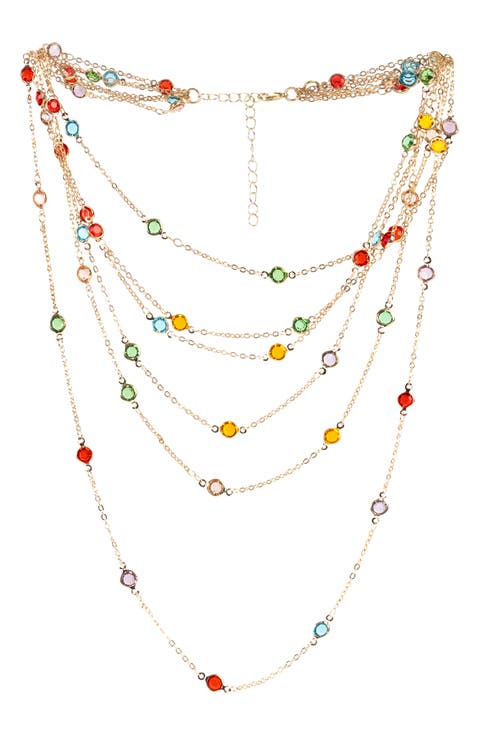 Crystal Glass Multi Layer Necklace