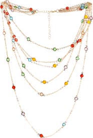 SAACHI Crystal Glass Multi Layer Necklace