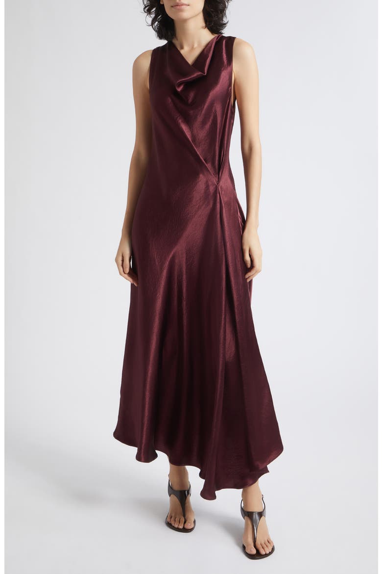 Cowl Neck Asymmetric Dress, Main, color, BORDEAUX