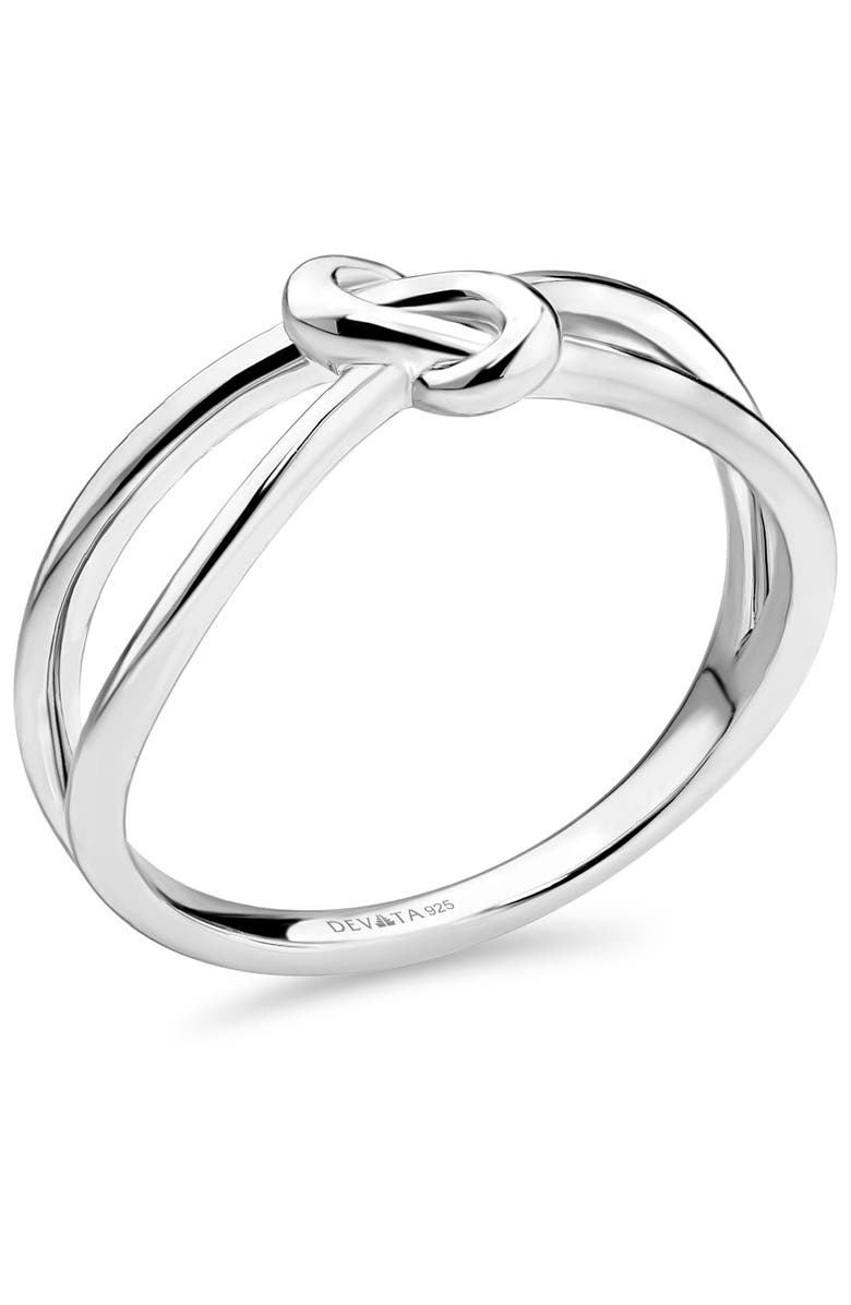 DEVATA Love Knot Ring in Rhodium Plated Sterling Silver, 6mm, Alternate, color, Silver