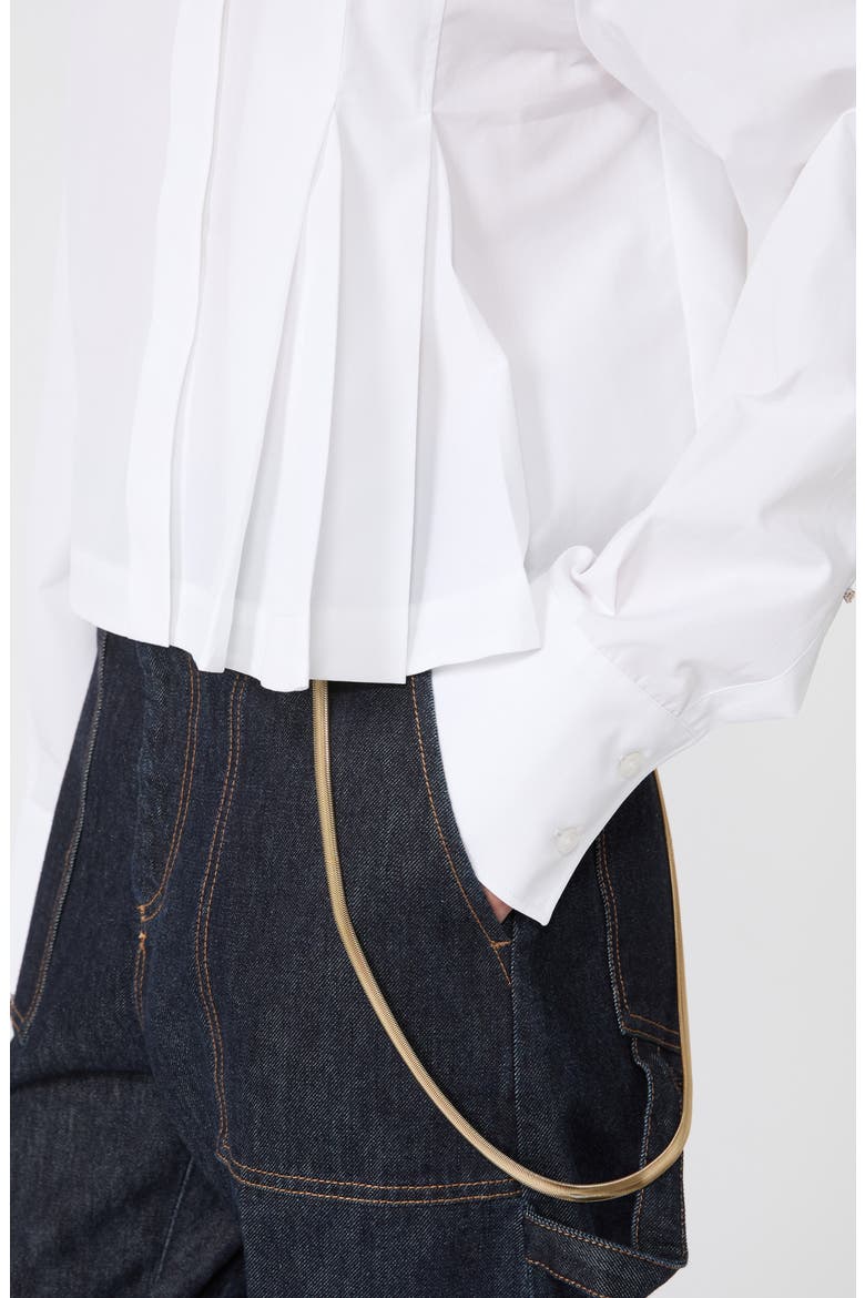 Certo Pleated Crop Poplin Button-Up Shirt, Alternate, color, OPTICAL WHITE