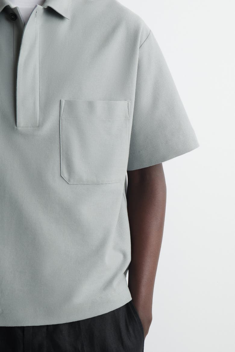 Cotton-piqué Popover Shirt, Alternate, color, GRAY