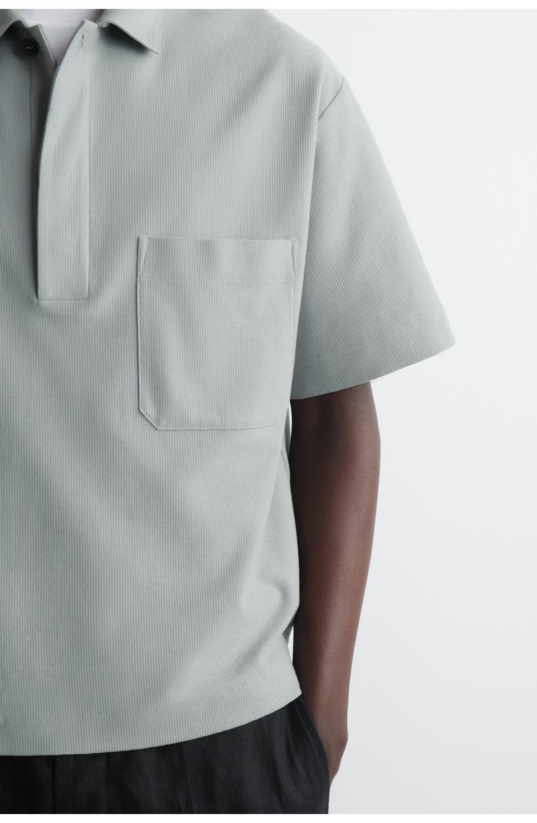 COS Cotton-piqué Popover Shirt, Alternate, color, Gray