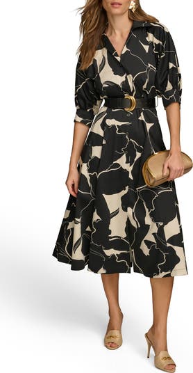 Floral Stretch Cotton Midi Shirtdress
