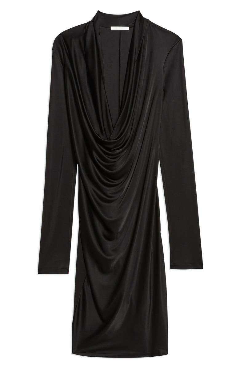 Helmut Lang Cowl Neck Long Sleeve Dress, Alternate, color, Black