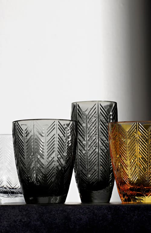 Missoni Home Tableware Water Glass Zig Zag Set Of 6 Grey 11.8 Oz, Diam. 3.3", H 4"