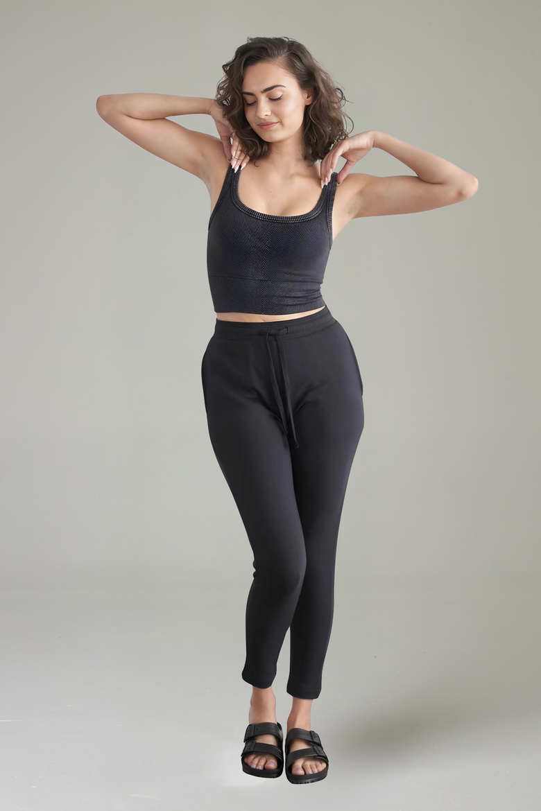 Serengeti Eco-Luxe Fleece Slim Pant - Cloud-Soft Comfort, Alternate, color, Coal Black