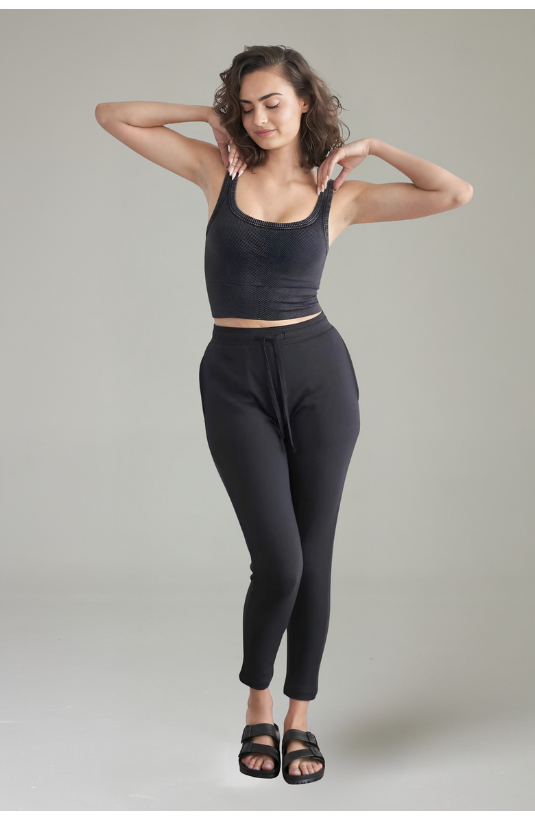 eavolu Serengeti Eco-Luxe Fleece Slim Pant - Cloud-Soft Comfort, Alternate, color, Coal Black