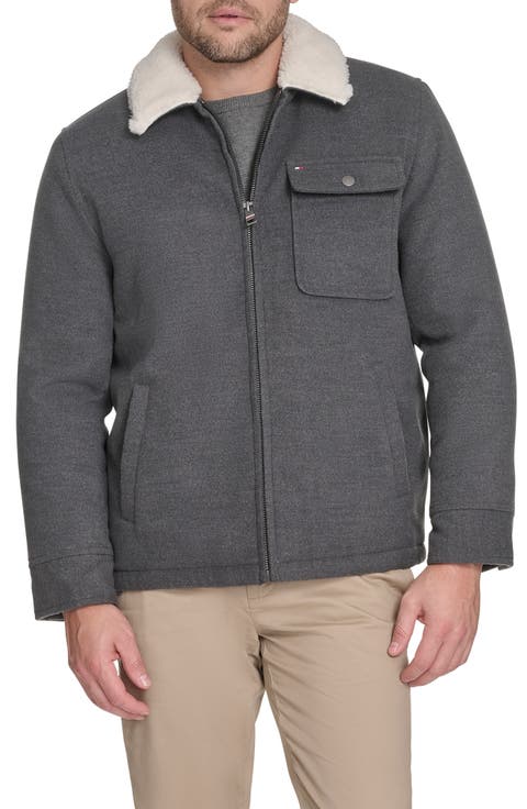 Laydown Shirt Jacket with Faux Fur Collar