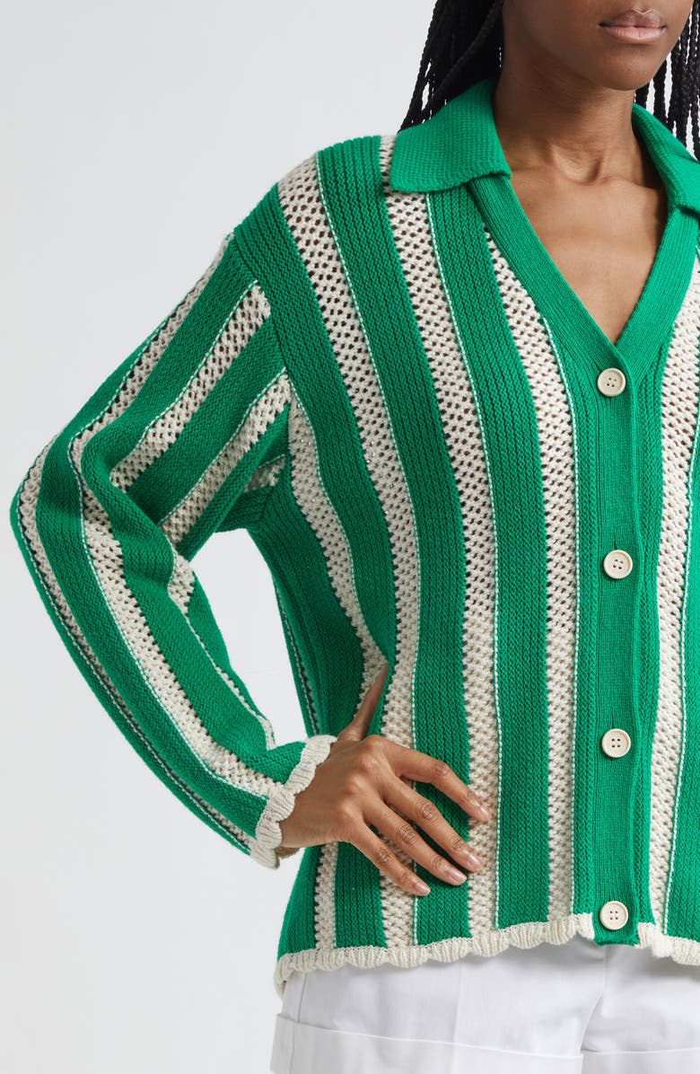 Stine Goya Stripe Knit Cardigan, Alternate, color, Green Stripes