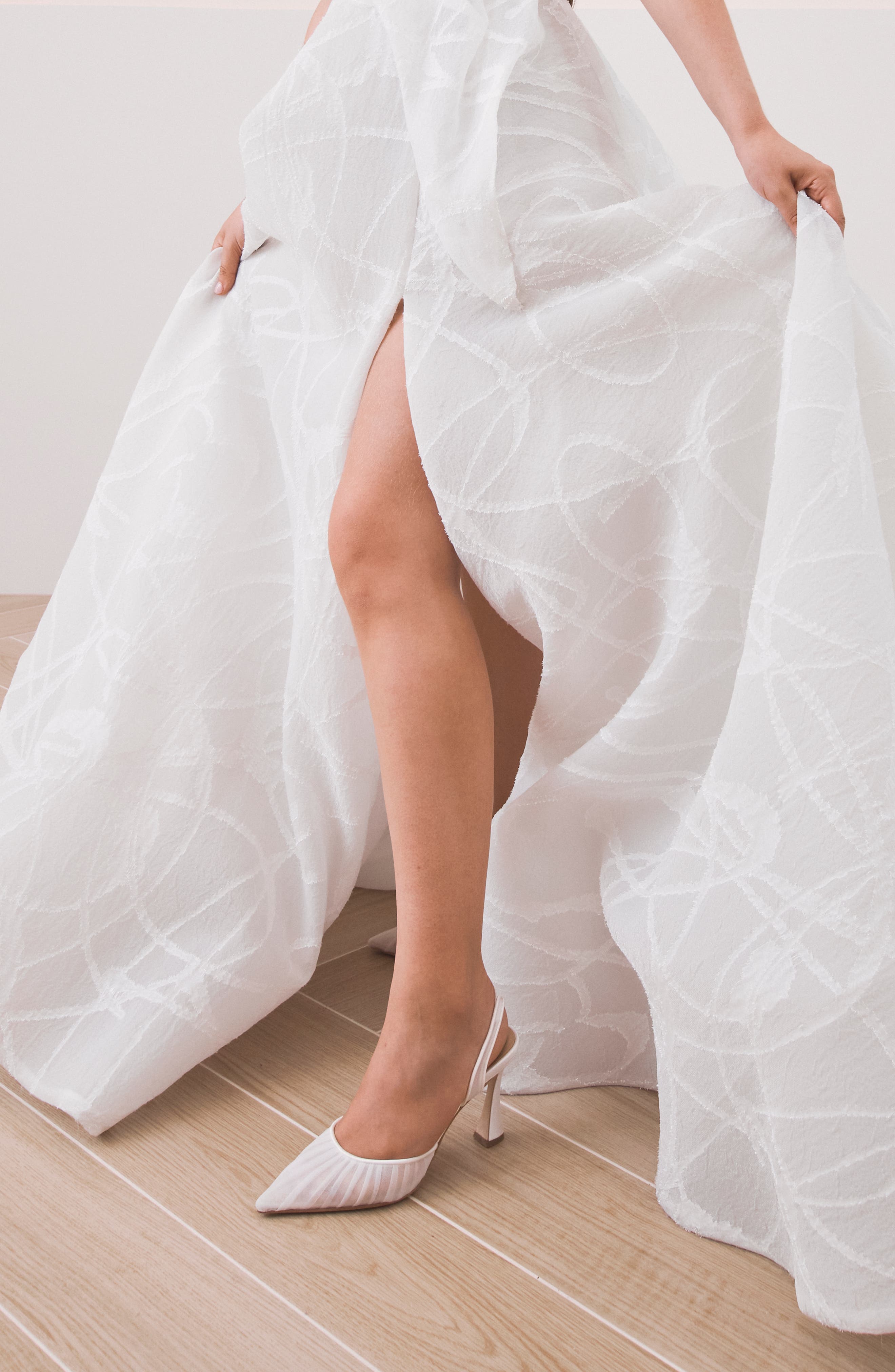 HARLO Australia Gigi Tulle - Pleated Tulle Bridal Slingback, Alternate, color, Soft White Satin