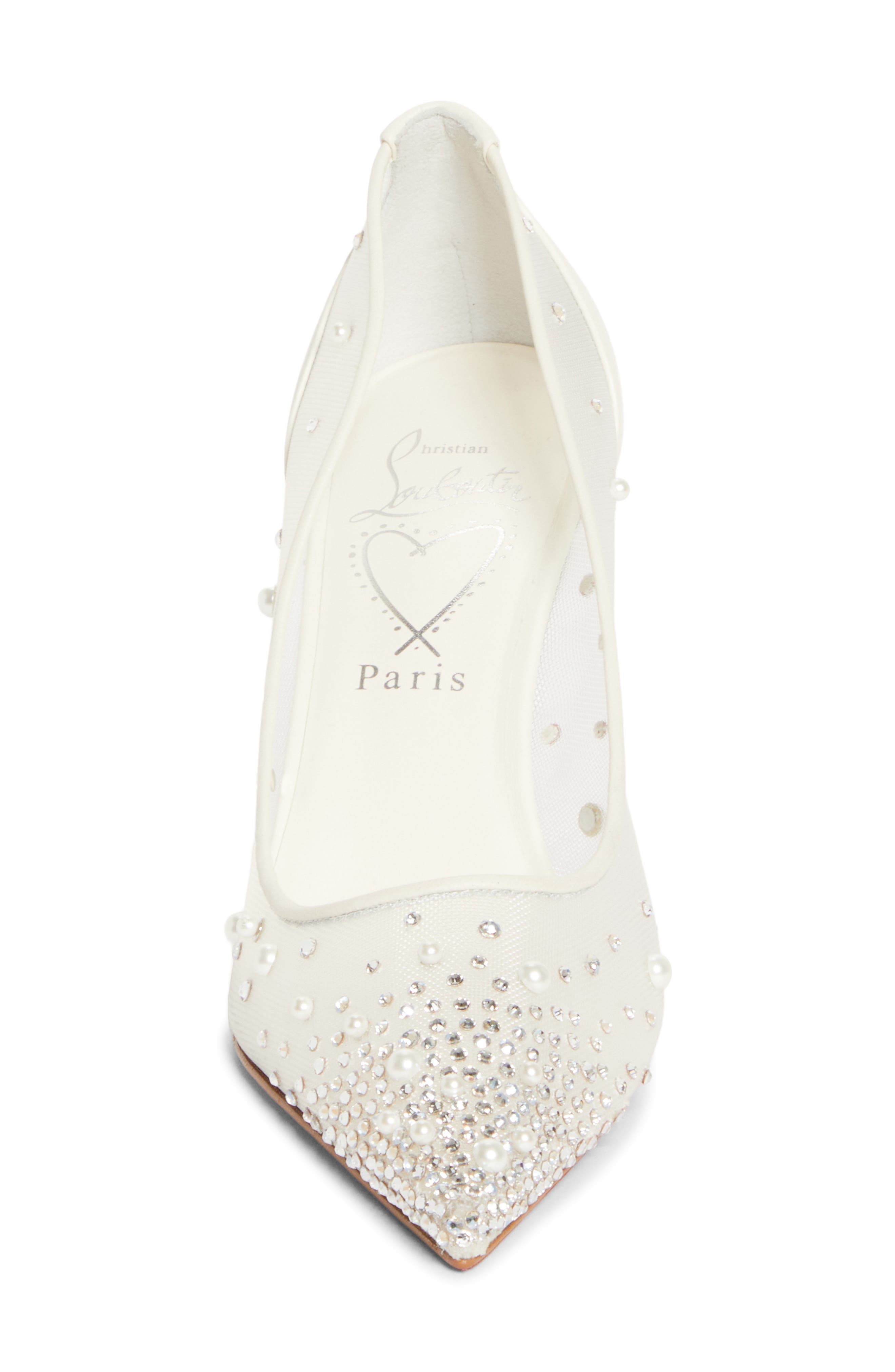 Christian Louboutin Miss Z Degrastrass Perla Pointed Toe Pump, Alternate, color, Version Bianco