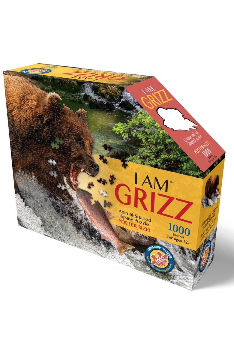 I Am Grizz 1000 Pieces Animal Shaped Jigsaw Puzzle, Main, color, Multicolored
