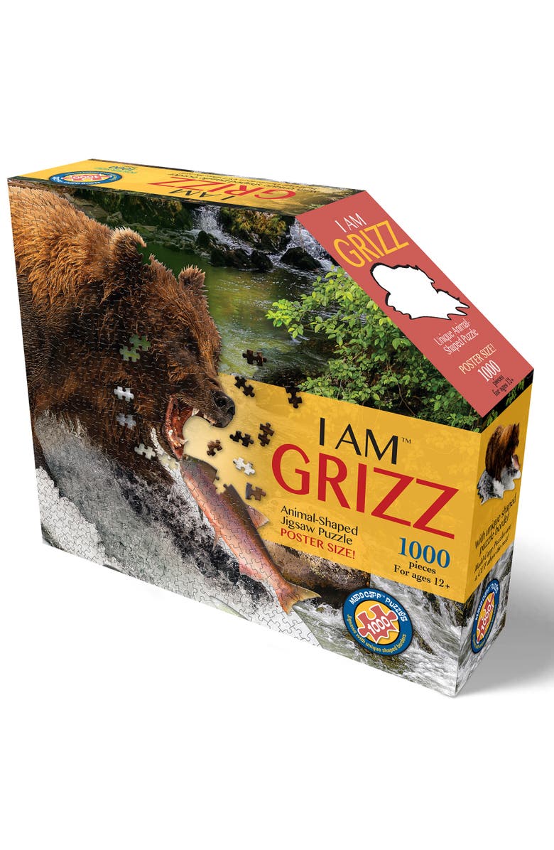 Madd Capp I Am Grizz 1000 Pieces Animal Shaped Jigsaw Puzzle, Main, color, Multicolored