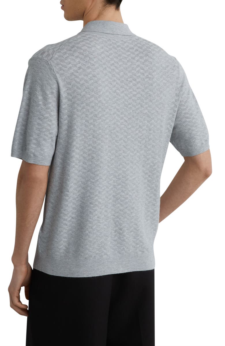 Reiss Phoenix Chevron Knit Wool Full Button Cardigan, Alternate, color, Soft Grey