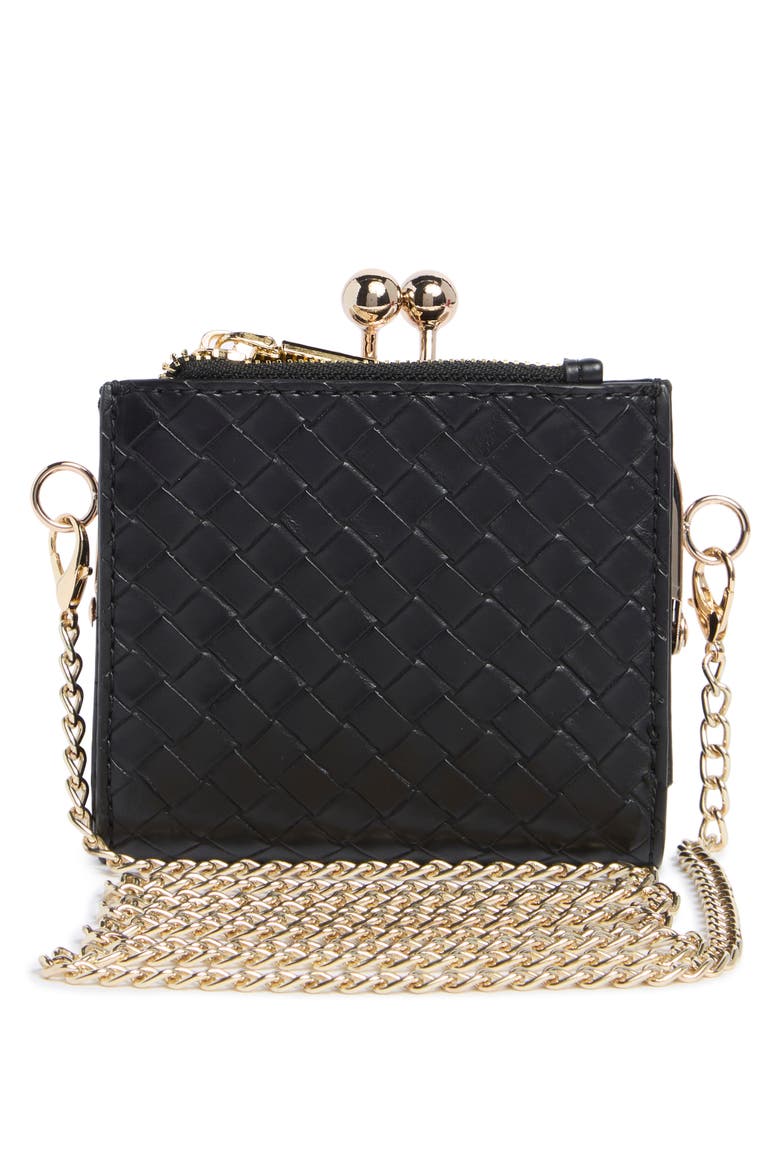 Norlia Woven Faux Leather Coin Purse, Alternate, color, BLACK