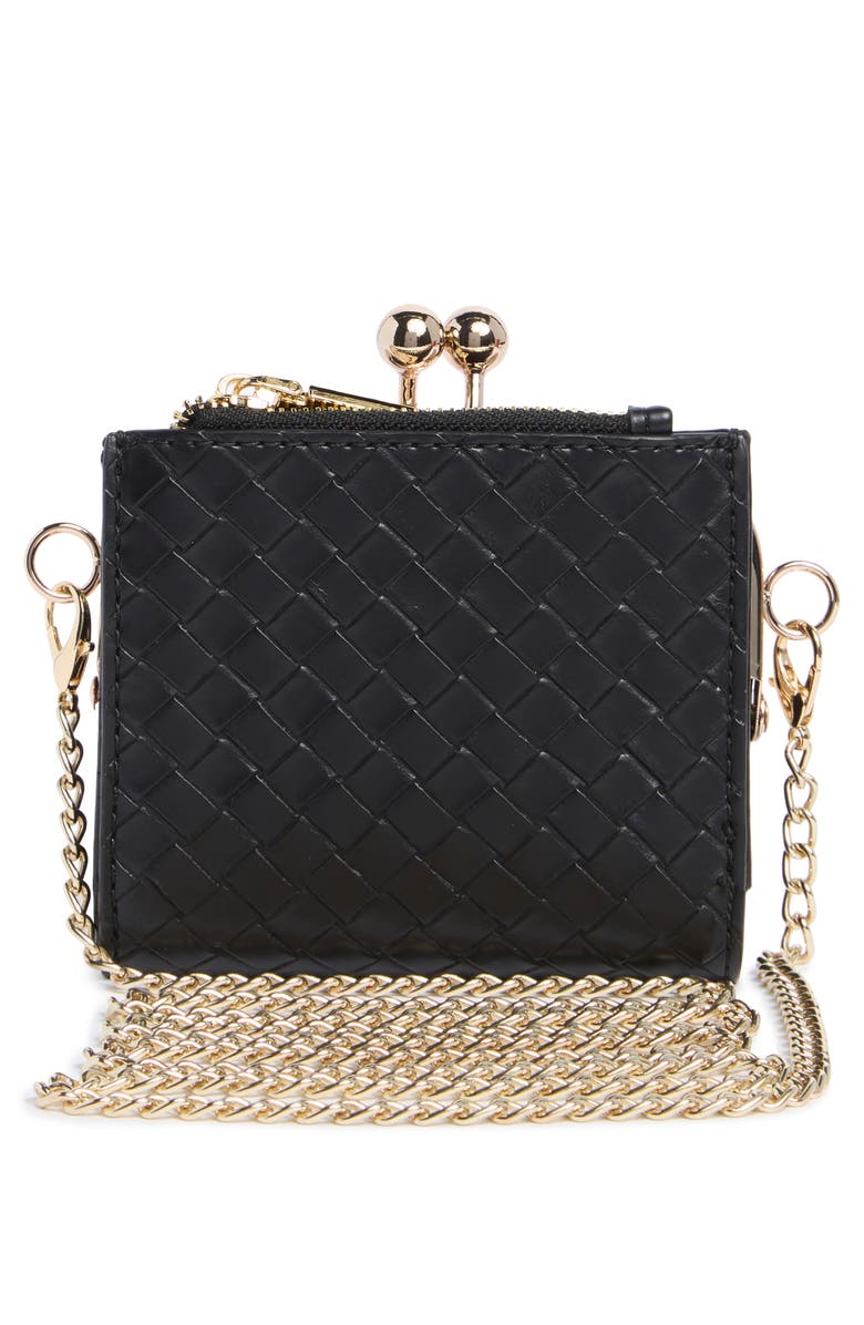 Dolce Vita Norlia Woven Faux Leather Coin Purse, Alternate, color, Black