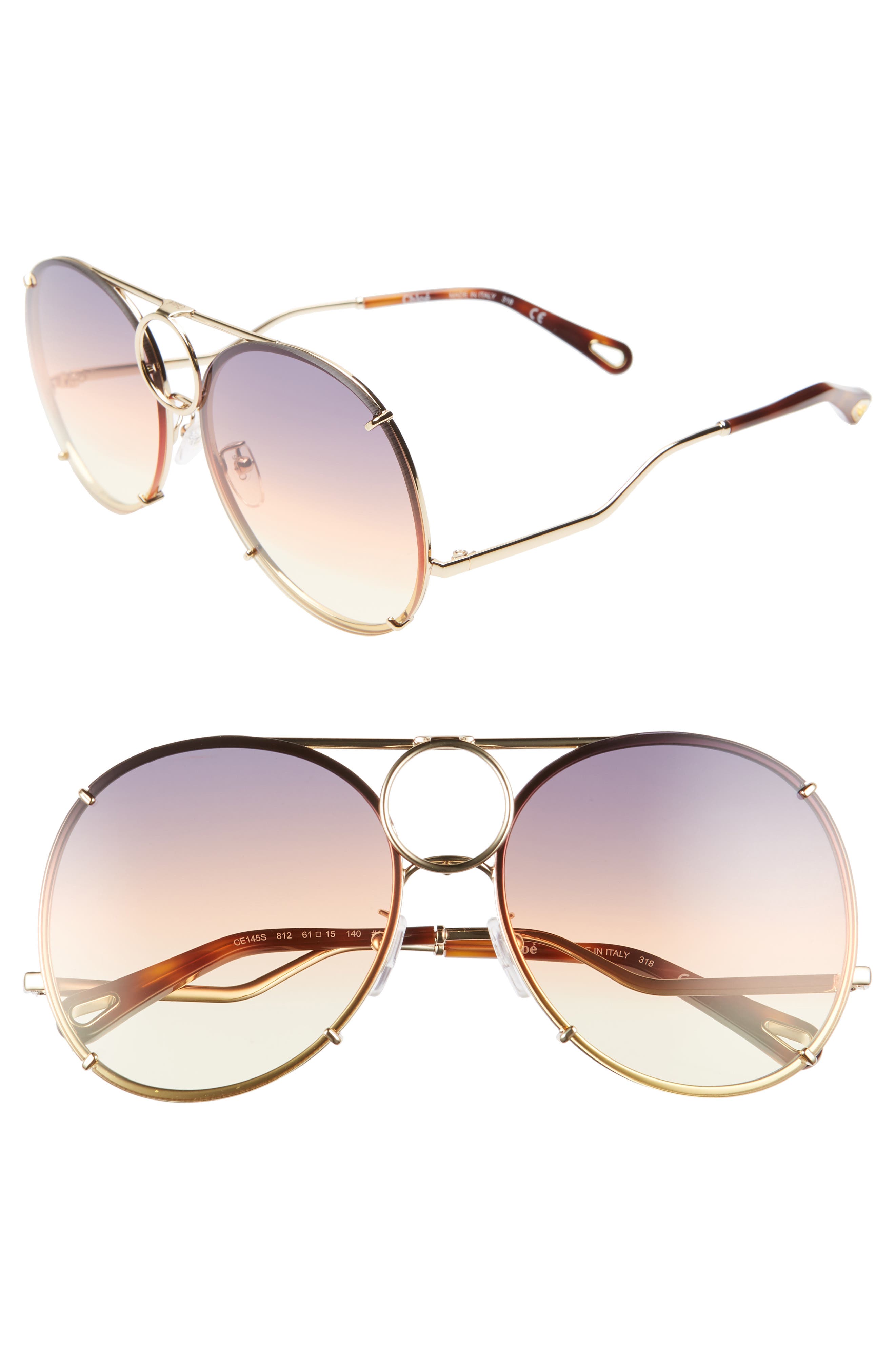Chloé Vicky 61mm Round Aviator Sunglasses (Women) | Nordstromrack