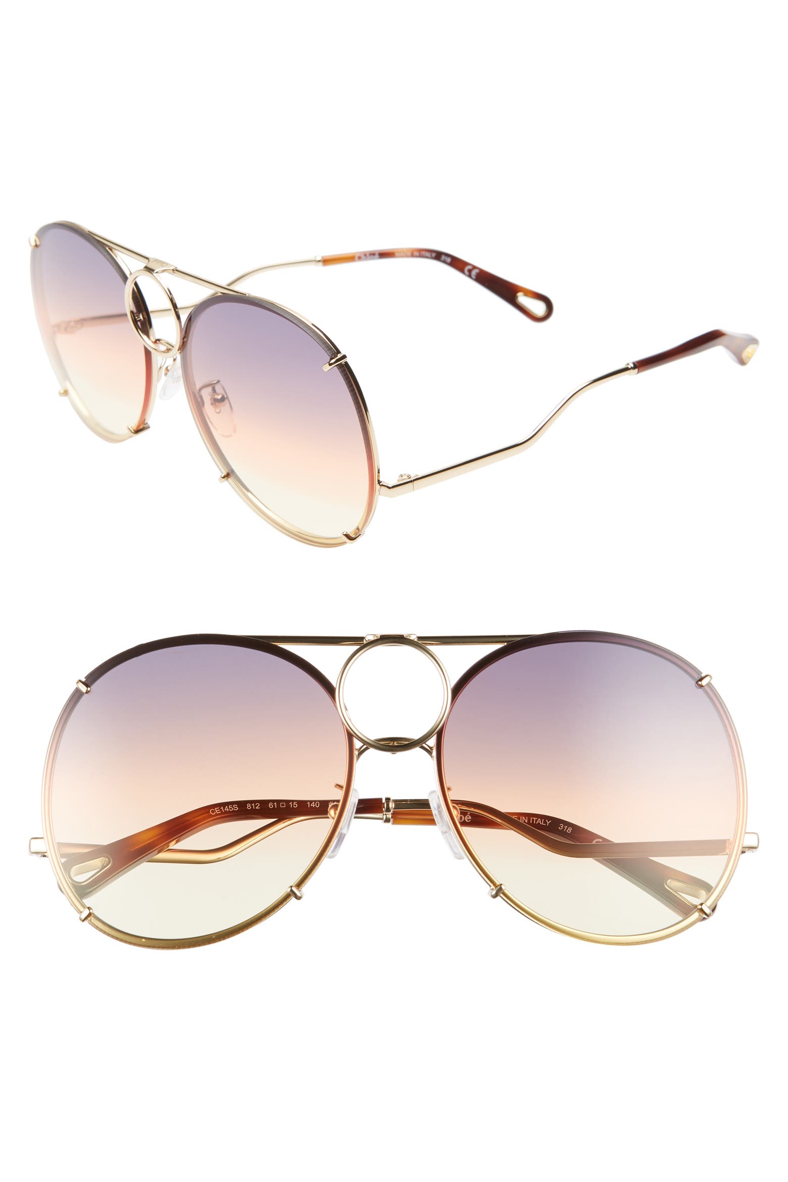 Vicky Round Chloé Vicky 61mm Round Aviator Sunglasses (Women) | Nordstromrack