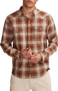 Lucky Brand Dobby Plaid Western Shirt