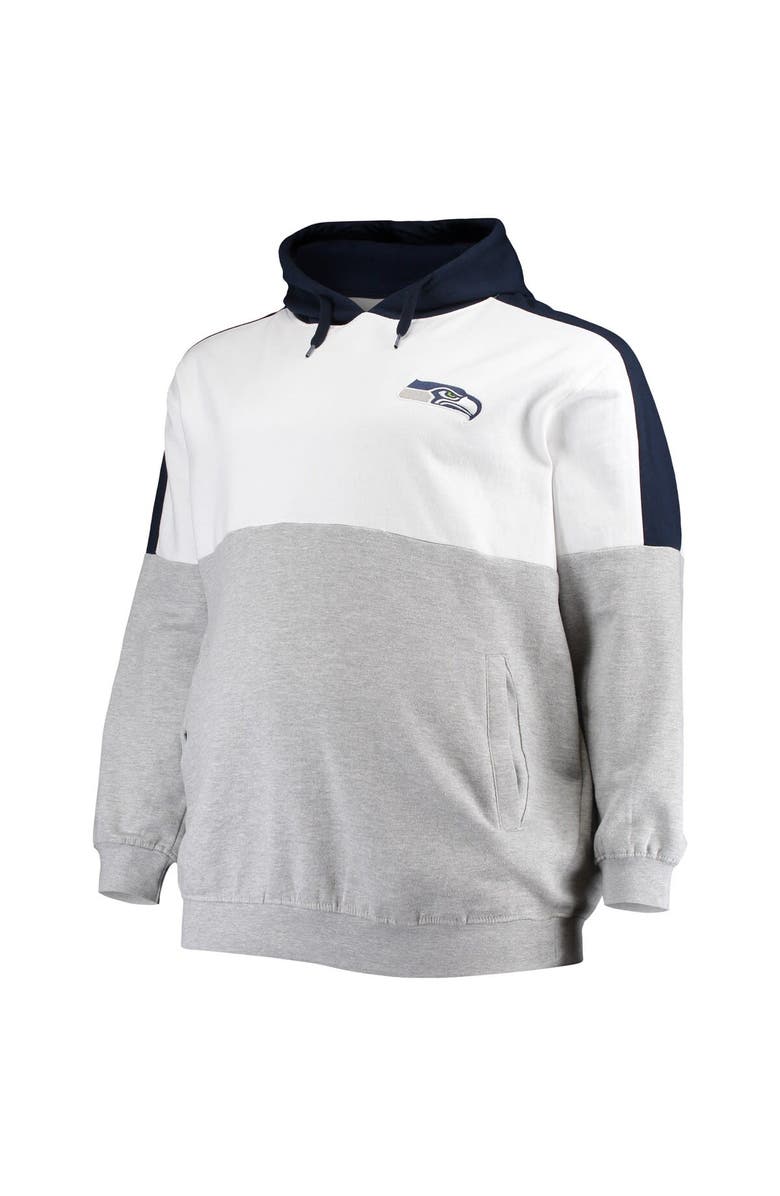 PROFILE Men's College Navy/Heathered Gray Seattle Seahawks Big & Tall Team Logo Pullover Hoodie, Alternate, color, 