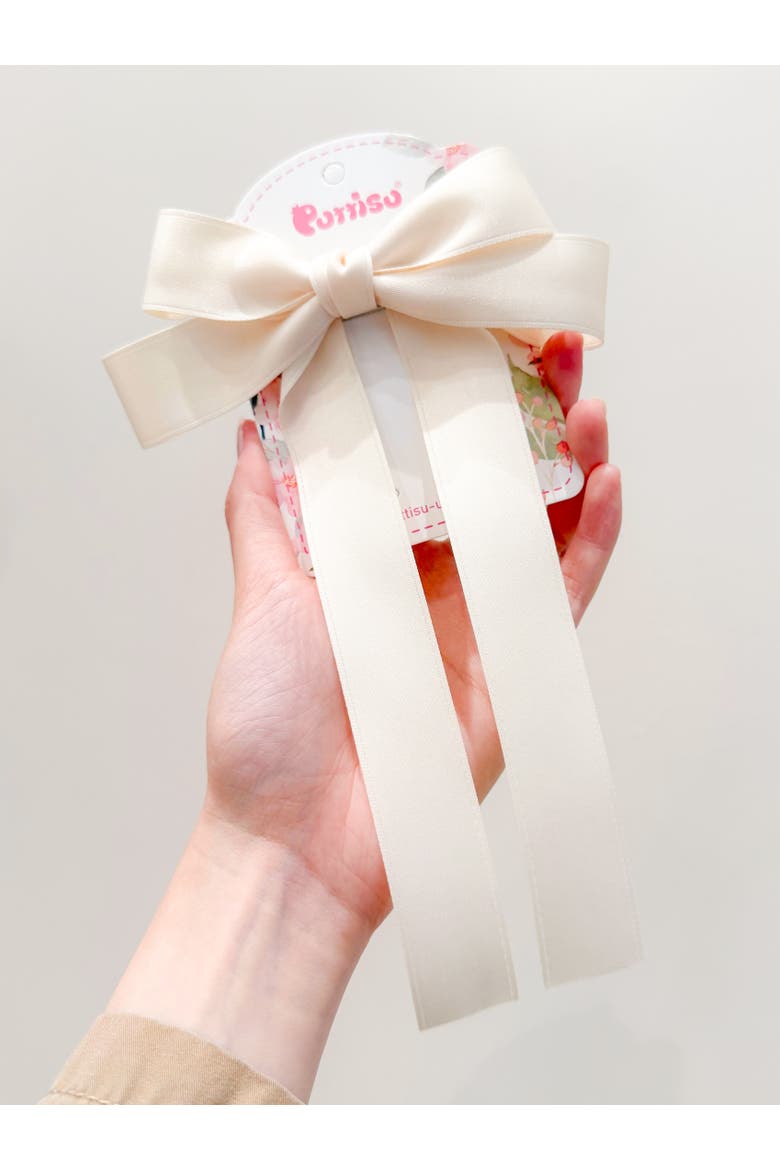 Classic Long Ribbon Bow Clip Gift Set with Tin Case, Alternate, color, Ivory