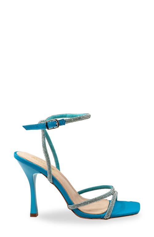Chase & Chloe Chase And Chloe Rhinestone Ankle Strap Sandal In Blue Fabric
