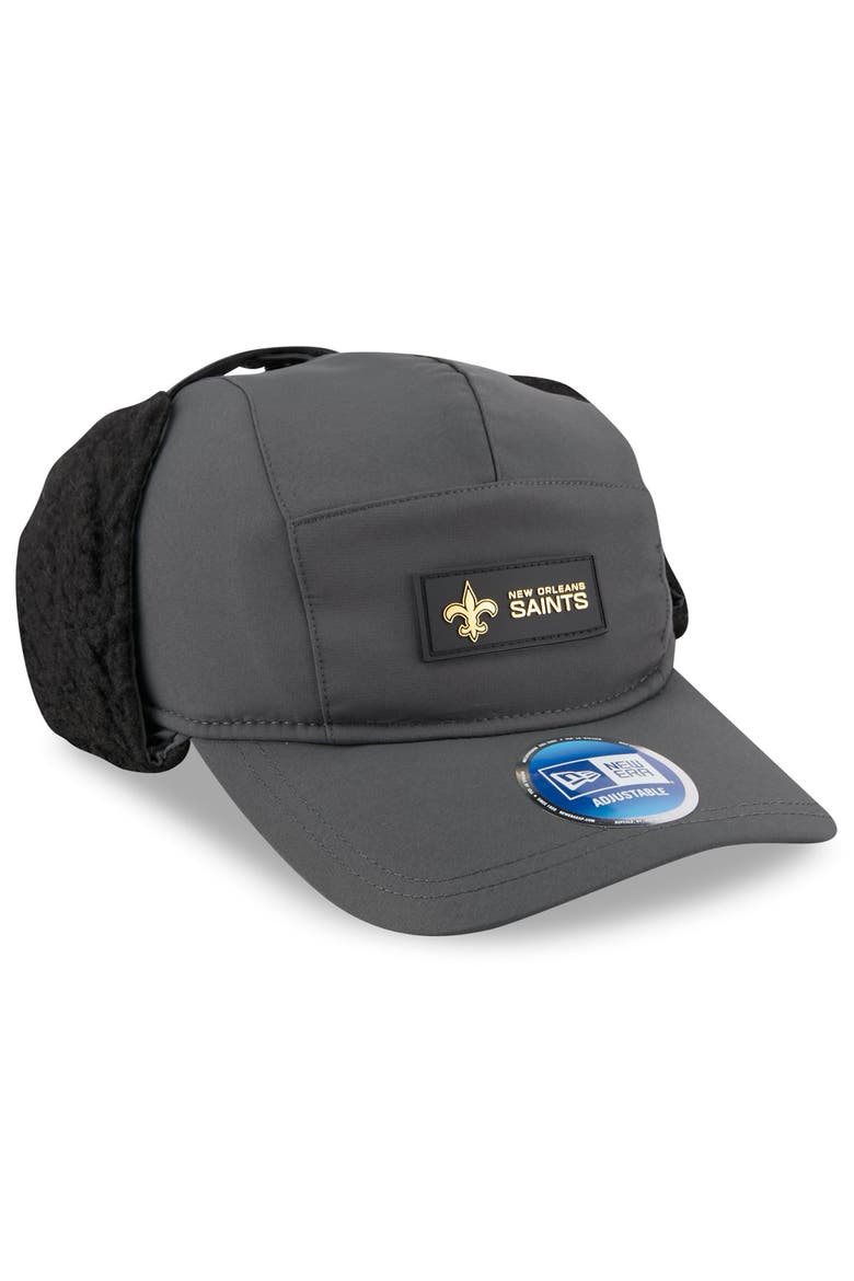 Men's New Era Charcoal New Orleans Saints 2025 Sideline Cold Weather Runner Dog Ear Adjustable Hat, Alternate, color, Charcoal