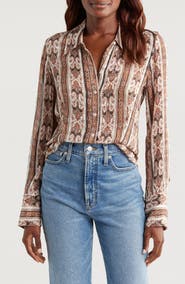 PAIGE Desano Stripe Silk Blend Shirt