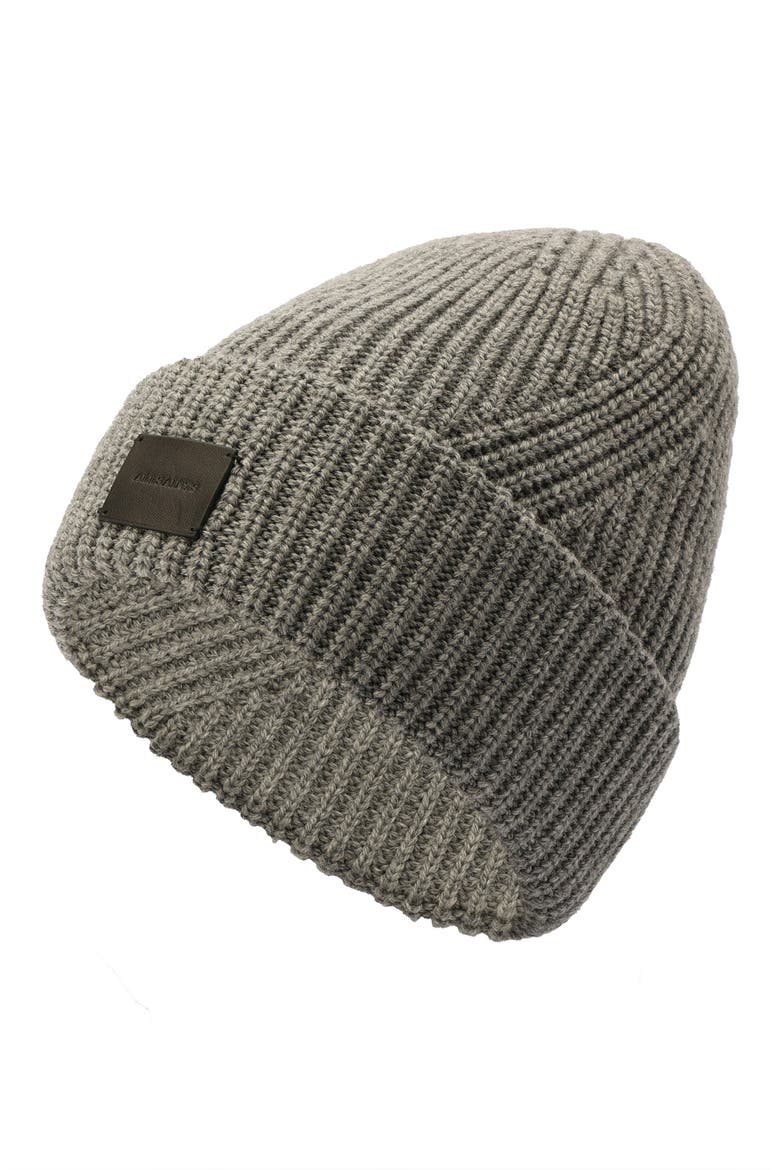 Travelling Rib Knit Wool Blend Beanie, Alternate, color, GREY MARL