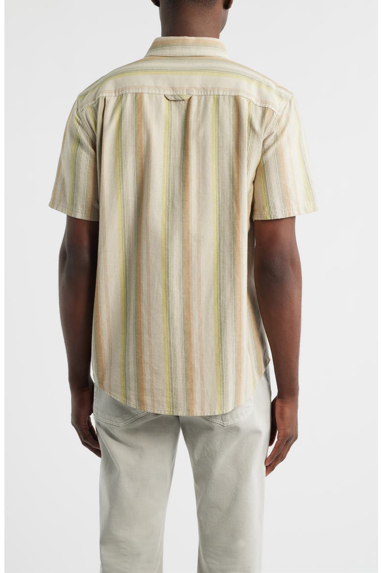 Bayside Stripe Short Sleeve Cotton Button-Down Shirt, Alternate, color, TAN MULTI STRIPE