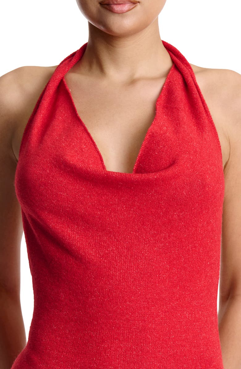 Naked Wardrobe Halter Neck Knit Maxi Dress, Alternate, color, Red
