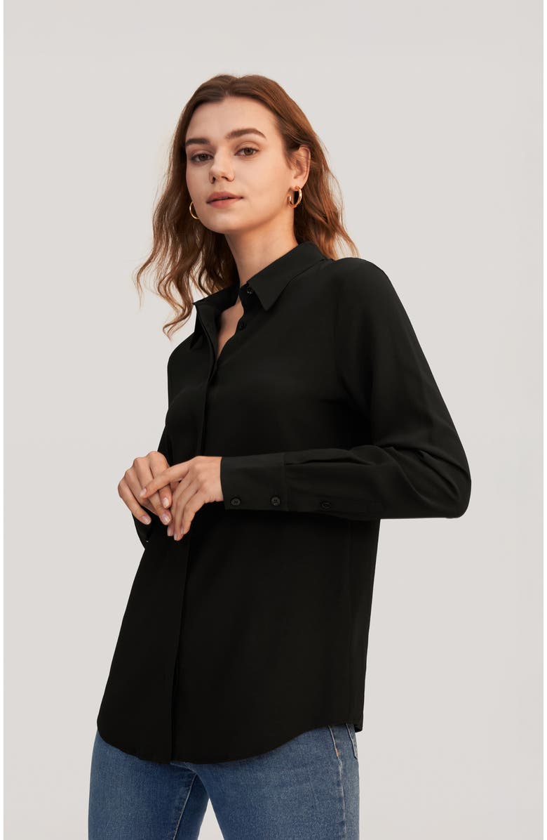 Lilysilk Classic Comfort Silk Shirt, Alternate, color, Black