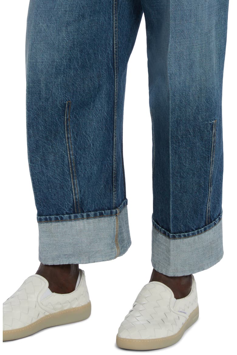 Curved Nonstretch Denim Jeans, Alternate, color, MID BLUE