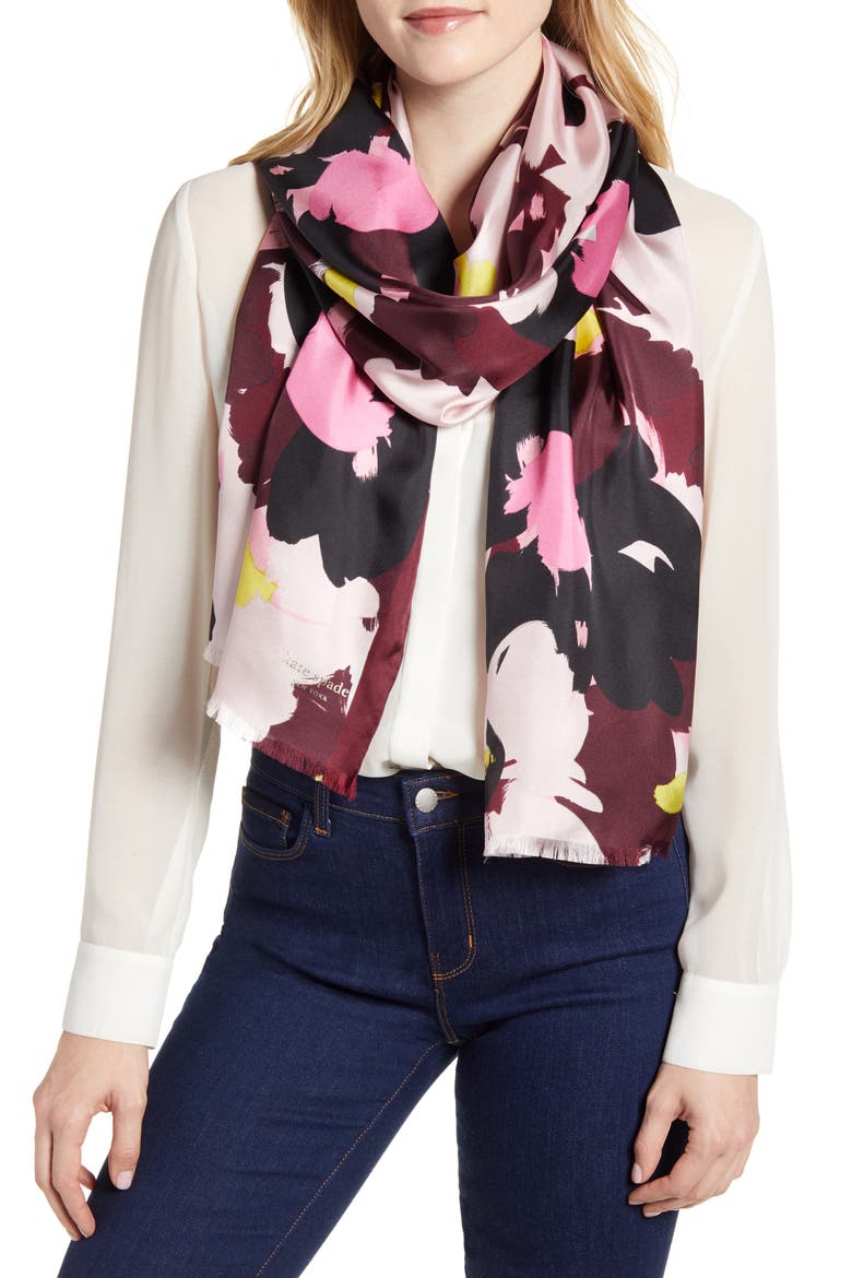 brush bloom silk scarf, Main, color, MISSION FIG