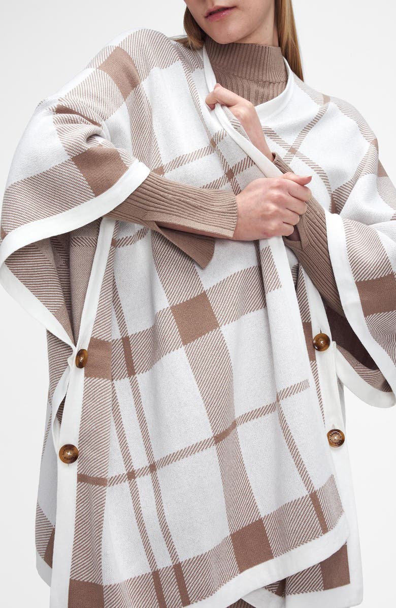 Barbour Veronica Tartan Cotton Knit Cape, Alternate, color, 