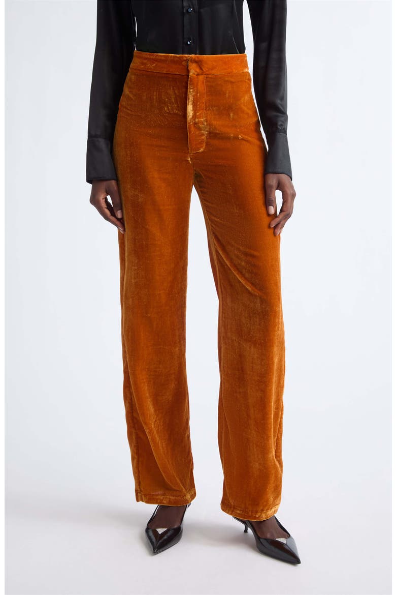 Silvia Silk Blend Velvet Trousers, Main, color, BURNT ORANGE