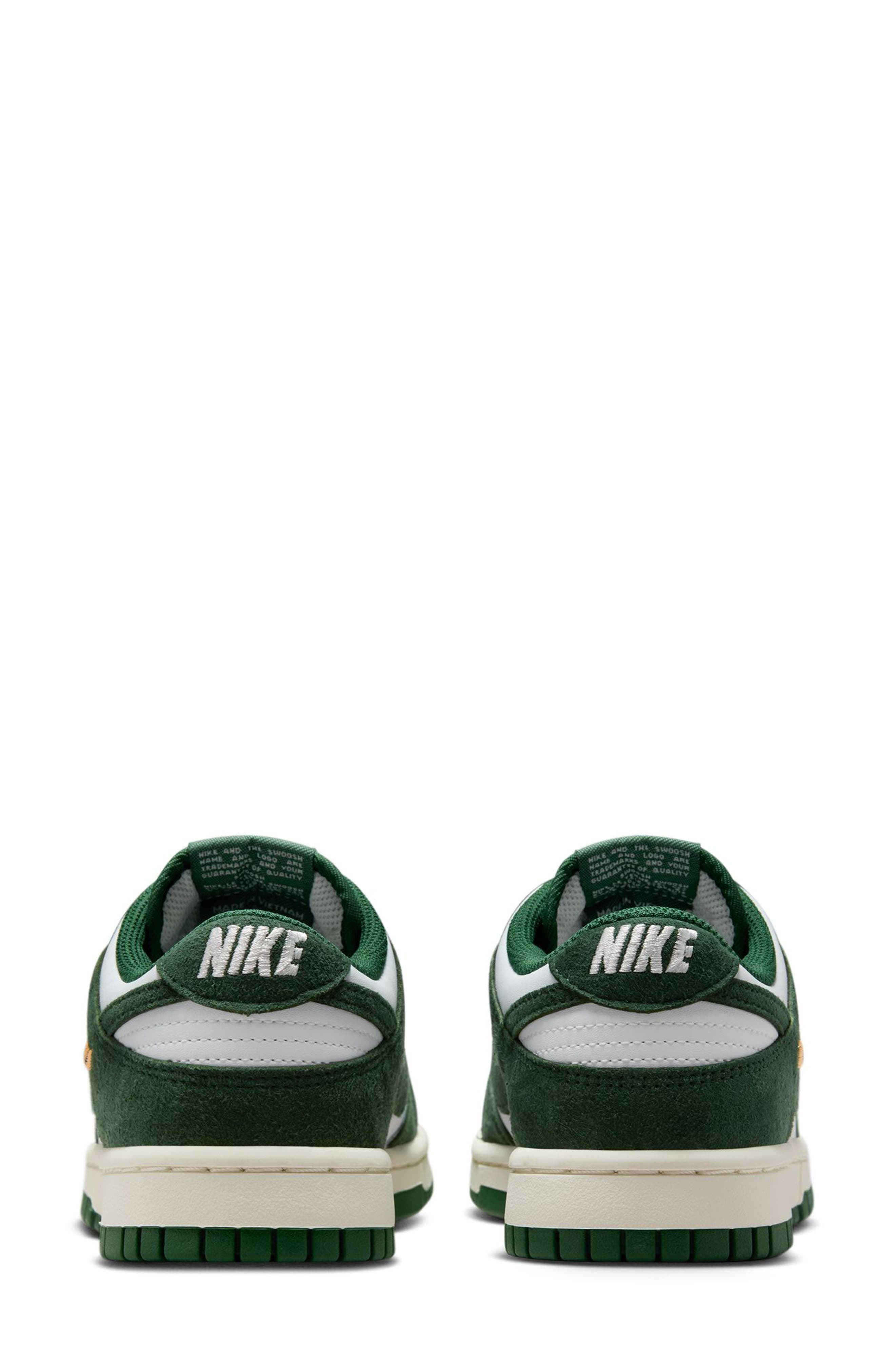 Nike Dunk Low Basketball Sneaker, Alternate, color, White/ Gorge Green/ Sail