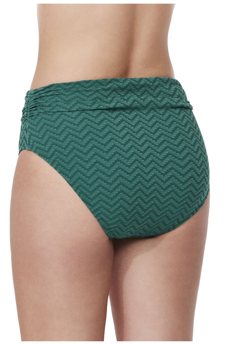 Medina Textured Shirred High Waist Swim Bottom, Alternate, color, Bottle Green