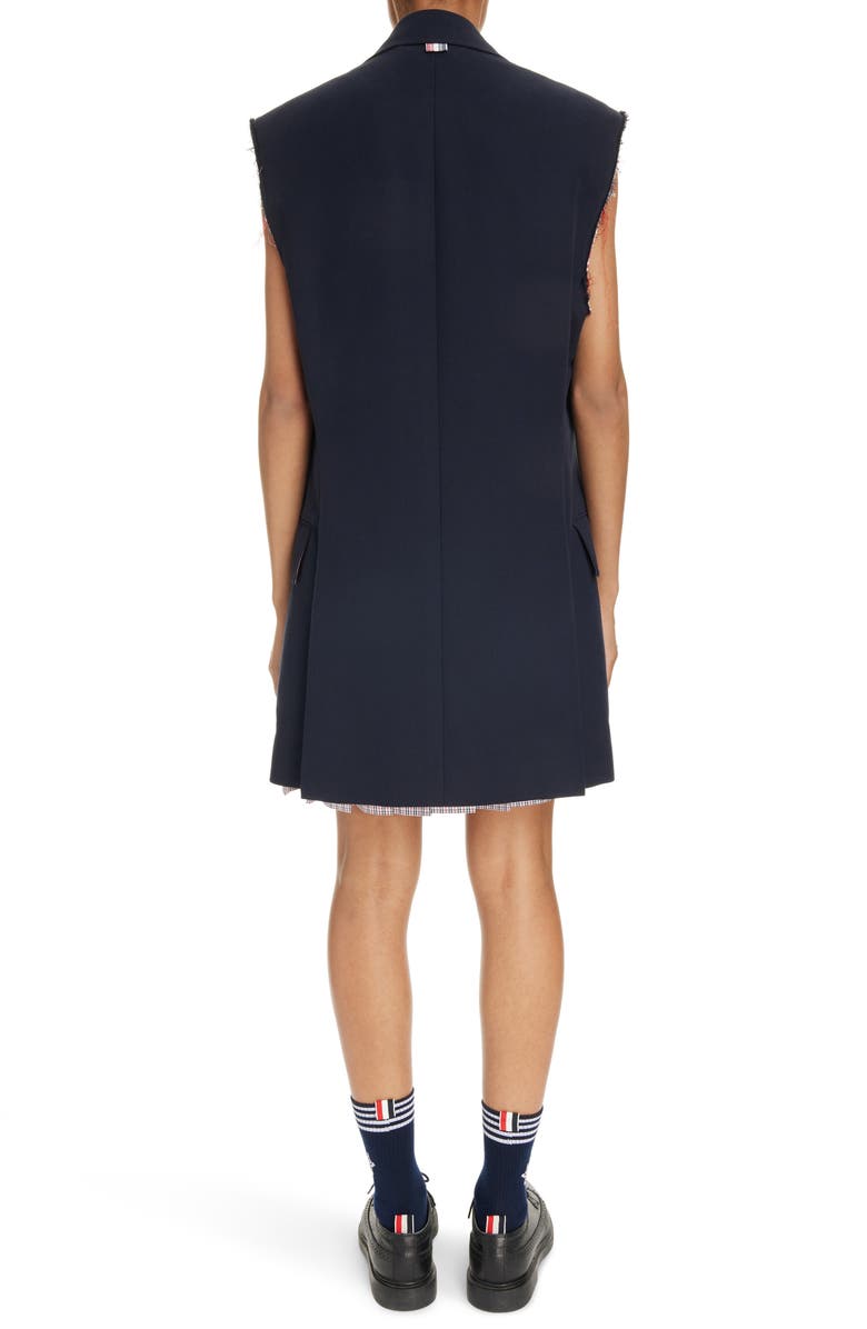Thom Browne Oversize Sleeveless Cotton Blend Blazer, Alternate, color, Navy