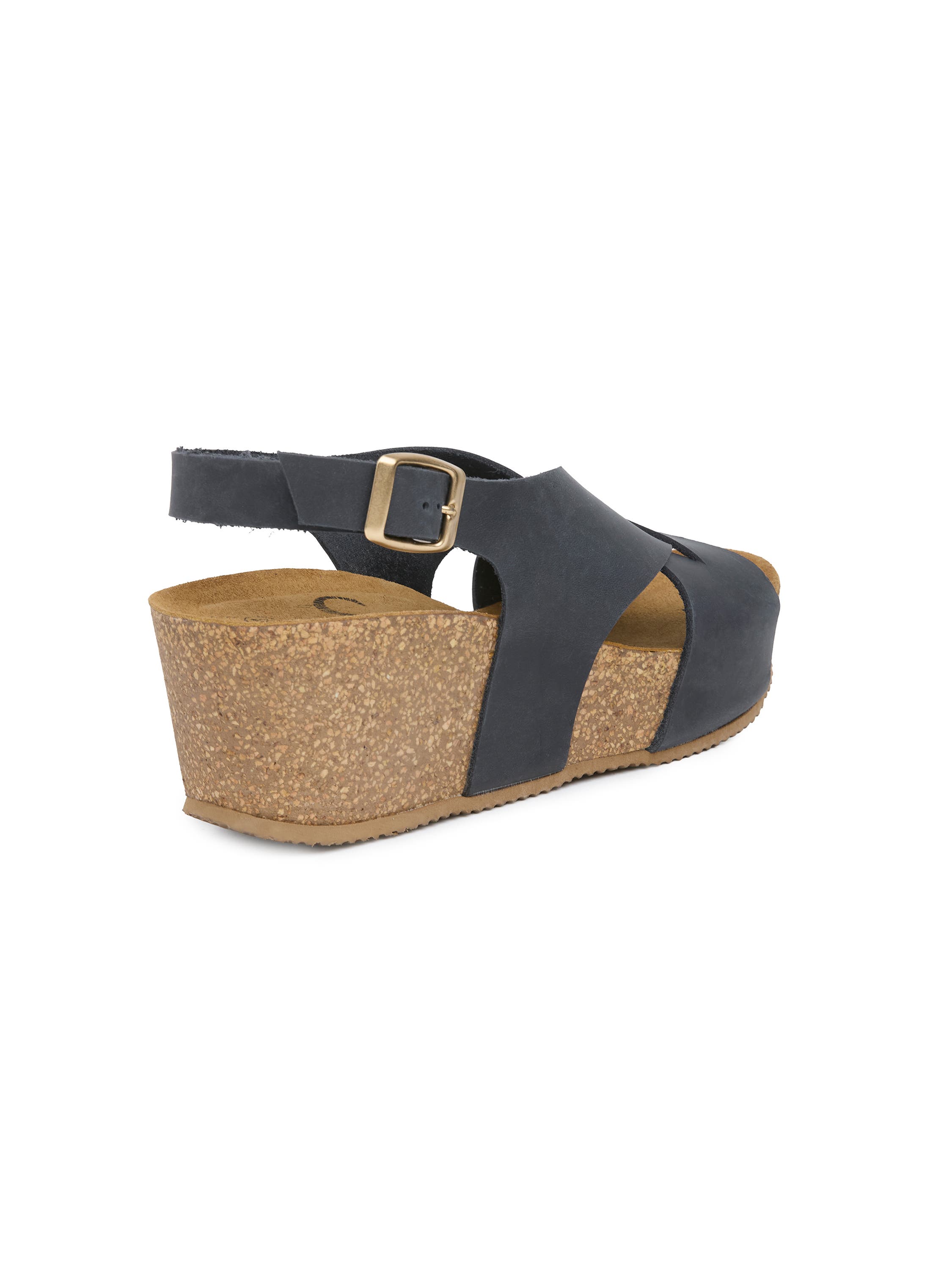 Celtic & Co. Crossover Detail Wedge Sandal, Alternate, color, Dark Navy