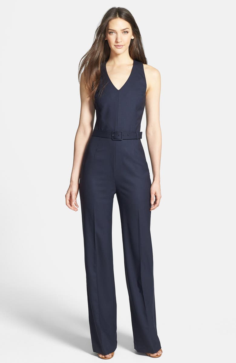 Tory Burch 'Trinity' Belted Wide Leg Jumpsuit, Main, color,