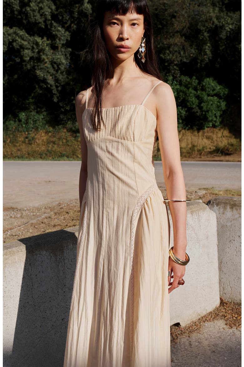 Lace Detail Corset Dress, Alternate, color, SAND