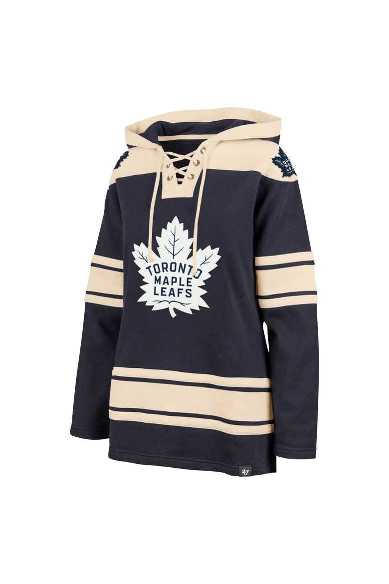 Women's '47  Navy Toronto Maple Leafs Superior Lacer Pullover Hoodie, Alternate, color, Navy