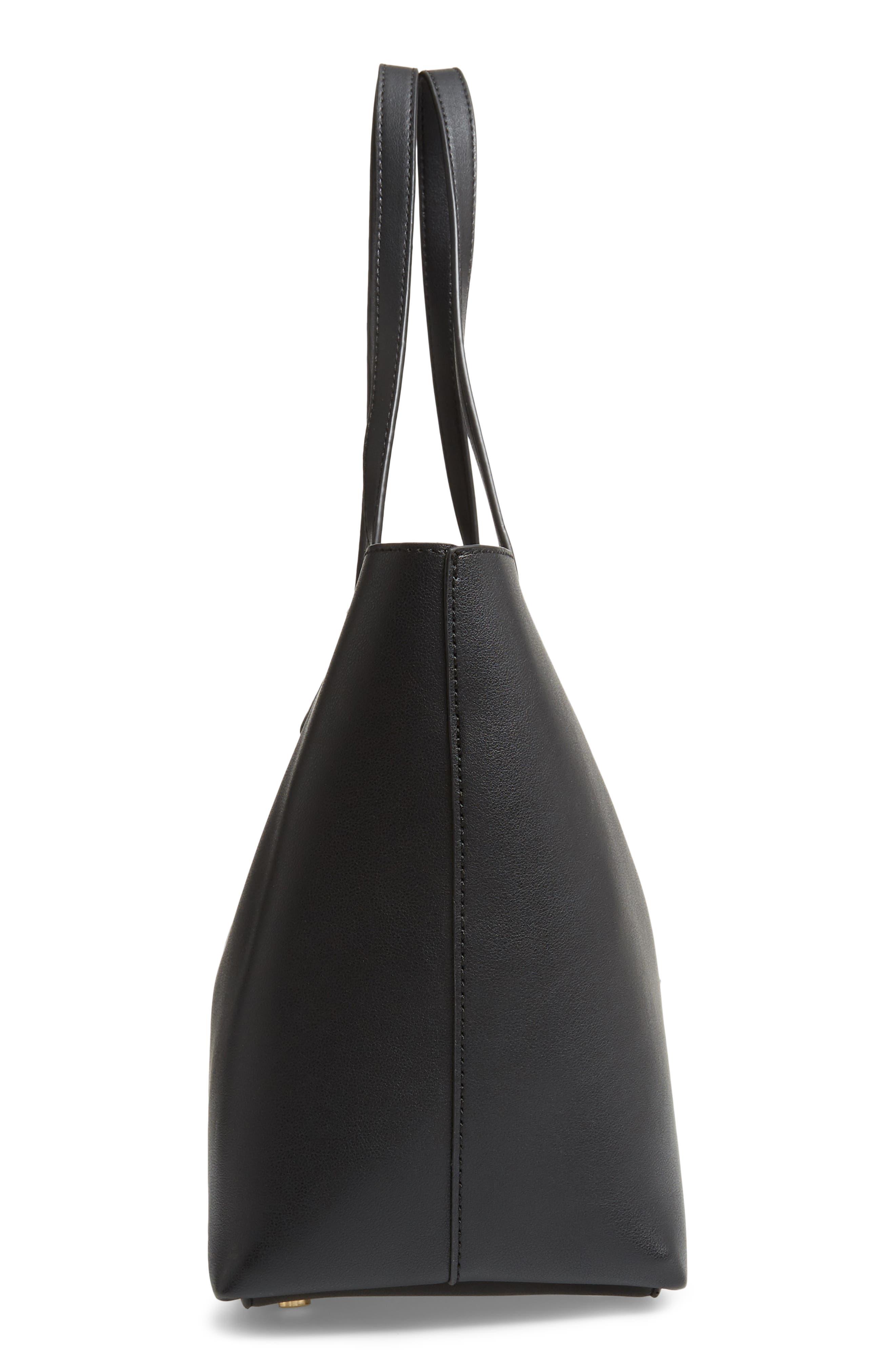 Zeda Faux Leather Tote, Alternate, color, BLACK